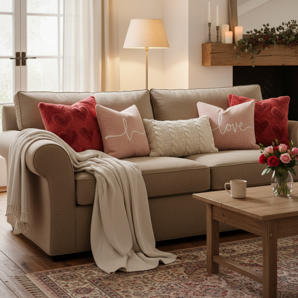 From Bare Couch to Valentine's Day Dream: A Step-by-Step Faux Fur Pillow Cover Styling Guide for Home Decorators
