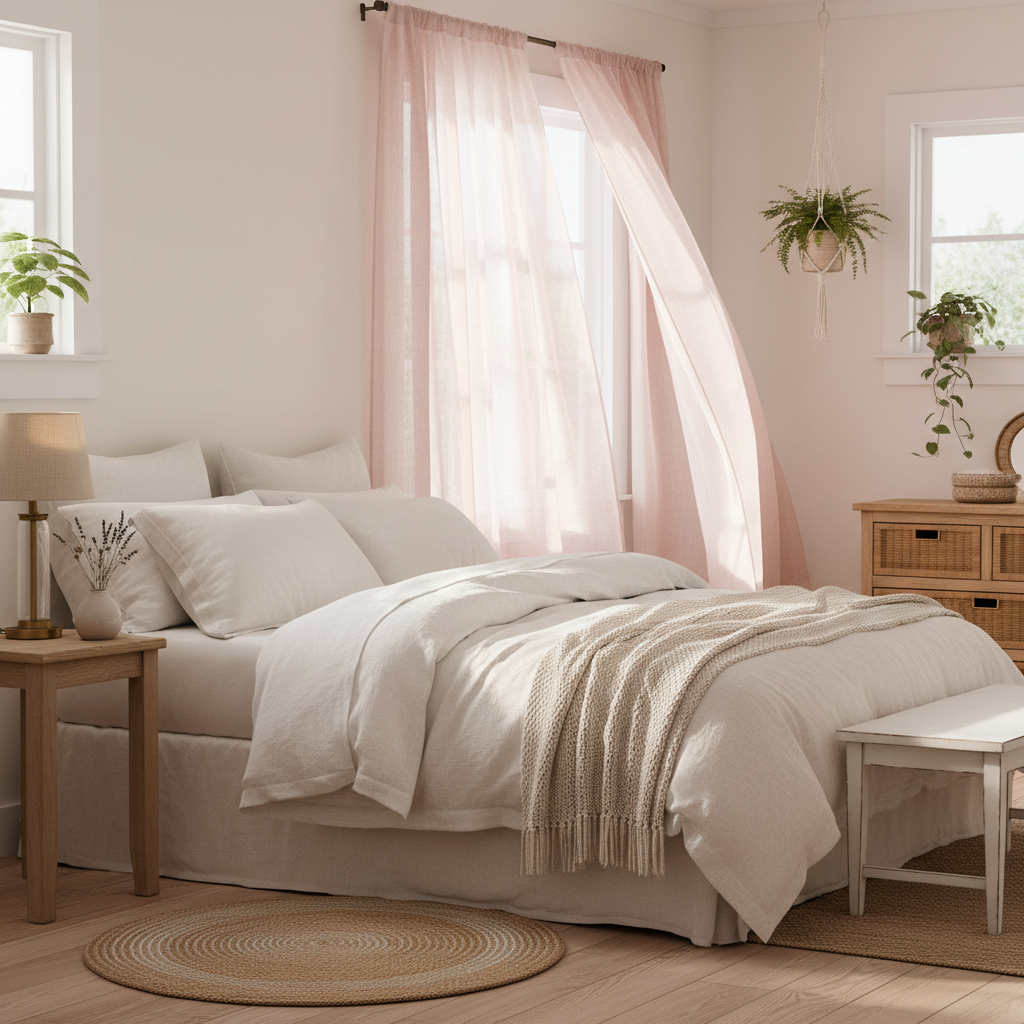 The Real Difference Between Sheer and Semi-Sheer Light Pink Curtain Panels — And Which One Fits Your Airy Bedroom