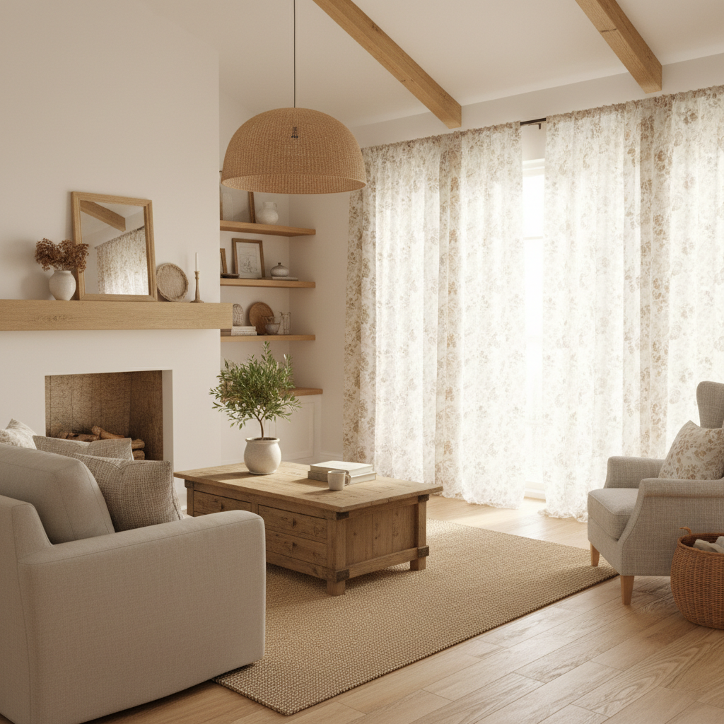 Farmhouse Floral Curtains for the Living Room: How to Get the Light-Filtering Look Just Right