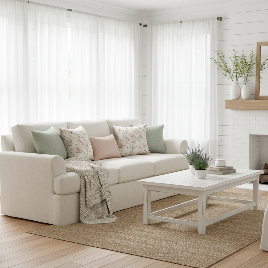 What Smart Home Stylists Spend on Pillow Covers and Skip on Full Replacements for a Spring Floral Sofa Refresh