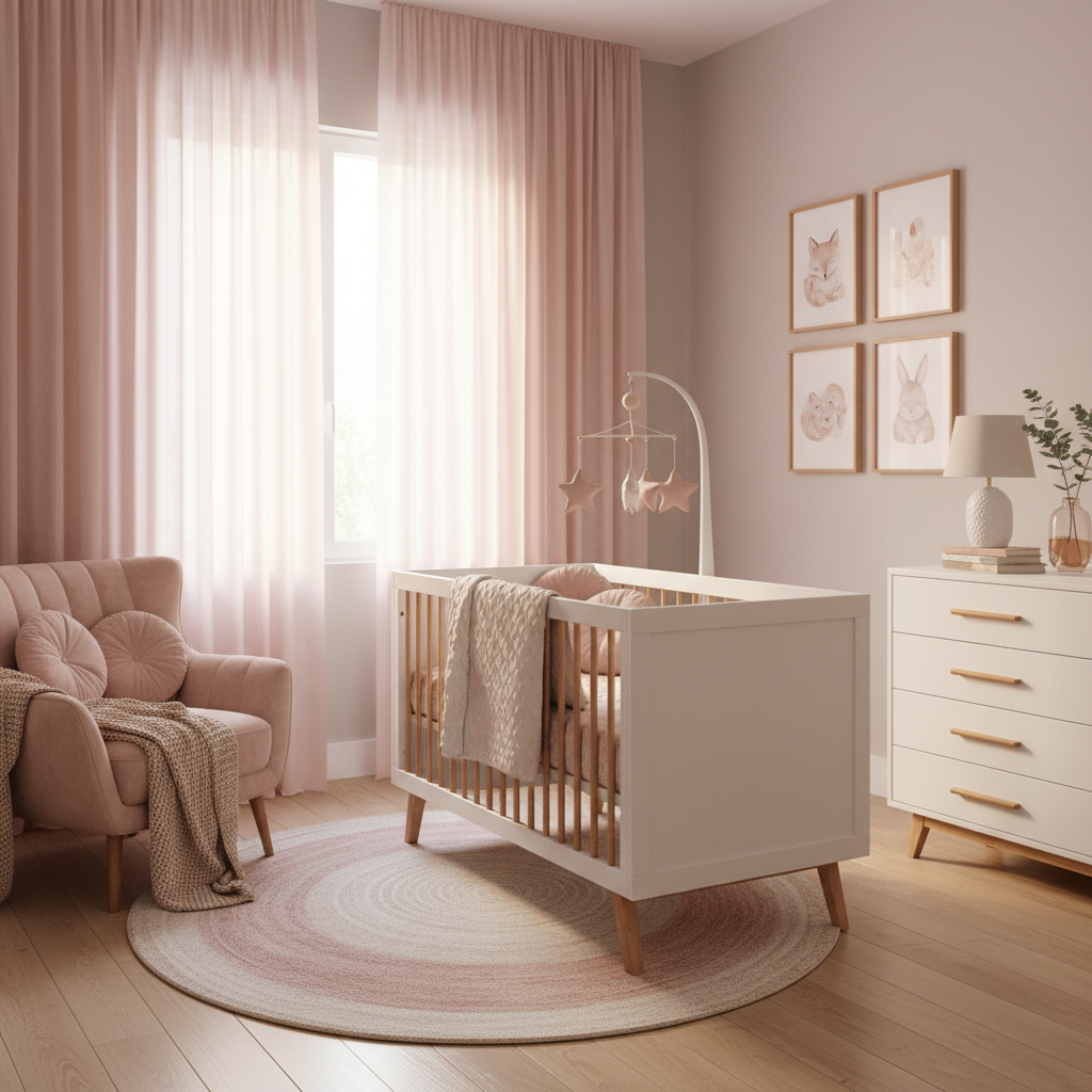 Faded Color in Light Pink Sheer Curtains Nursery Girls Room Now, a Dull Space Later — Prevented by Smart Fabric Selection
