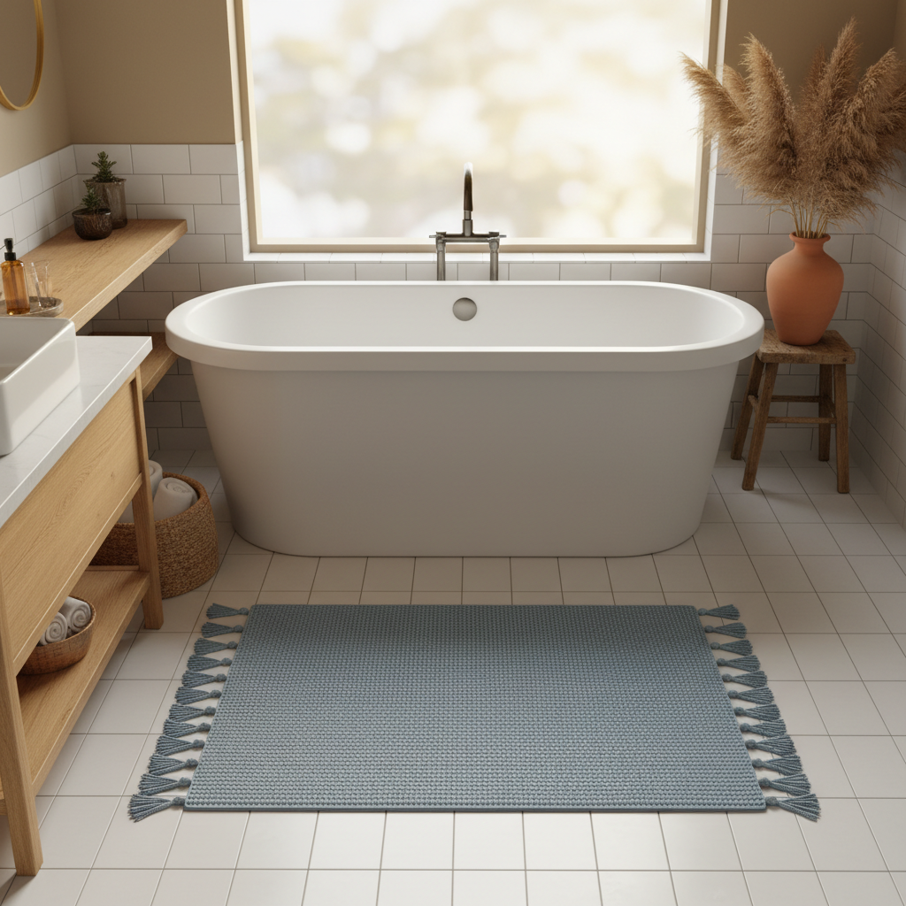 The Real Texture Difference Between Waffle Weave and Looped Pile in Boho Bath Mats — And Which One Fits Your Bathroom Decor
