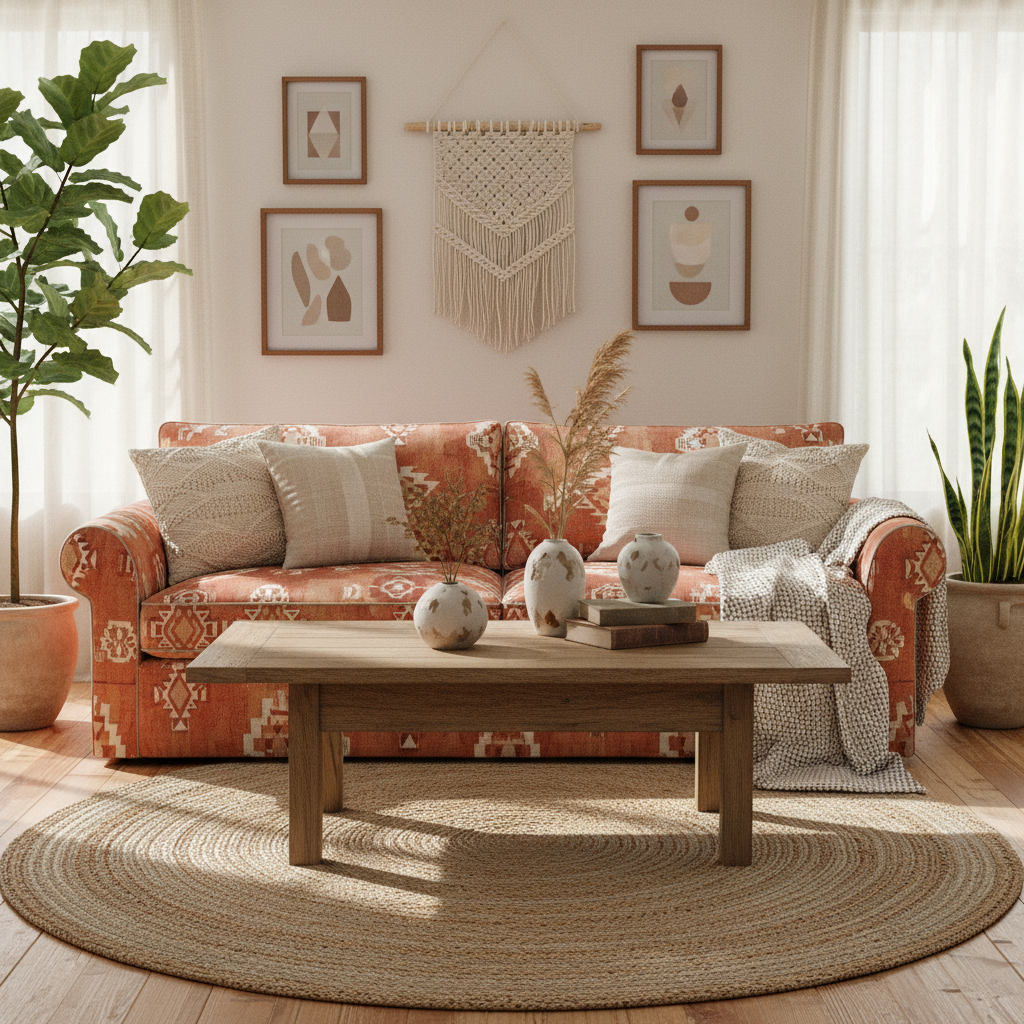 From Bland to Bohemian: A Step-by-Step Boho Aztec Sofa Slipcover Guide for Farmhouse Living Room Beginners