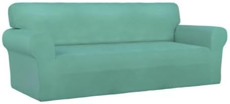 PureFit Super Stretch Sofa Slipcover – Spandex Non Slip Soft Couch Sofa Cover, Washable Furniture Protector with Non Skid Foam and Elastic Bottom for Kids, Pets （Sofa, Cyan）