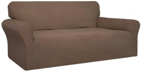 Easy-Going 100% Waterproof Couch Cover, Dual Waterproof Sofa Cover, Stretch Jacquard Sofa Slipcover, Leakproof Furniture Protector for Kids, Pets, Dog and Cat (Oversized Sofa, Brown)