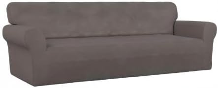 PureFit Super Stretch 4 Seater Sofa Slipcover – Spandex Non Slip Soft Couch Sofa Cover, Washable Furniture Protector with Non Skid Foam and Elastic Bottom for Kids, Pets （XX Large, Taupe）