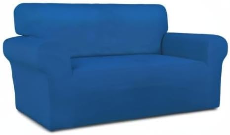 PureFit Super Stretch Sofa Slipcover – Spandex Non Slip Soft Couch Sofa Cover, Washable Furniture Protector with Non Skid Foam and Elastic Bottom for Kids, Pets （Loveseat, Classic Blue）