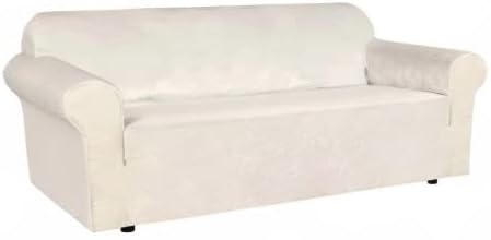 H.VERSAILTEX Stretch Velvet Sofa Covers for 3 Cushion Couch Covers Sofa Slipcovers Furniture Protector Soft with Non Slip Elastic Bottom, Crafted from Thick Comfy Rich Velour (Sofa 72"-90", Ivory)