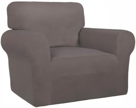 PureFit Super Stretch Chair Sofa Slipcover – Spandex Non Slip Soft Couch Sofa Cover, Washable Furniture Protector with Non Skid Foam and Elastic Bottom for Kids, Pets （Chair, Taupe）