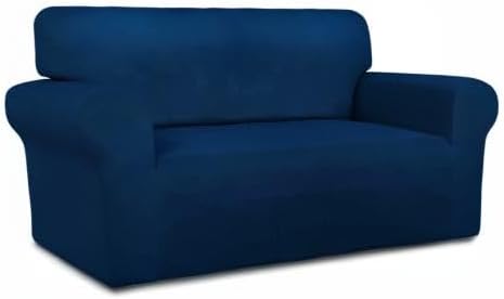 PureFit Super Stretch Sofa Slipcover – Spandex Non Slip Soft Couch Sofa Cover, Washable Furniture Protector with Non Skid Foam and Elastic Bottom for Kids, Pets （Loveseat, Navy）