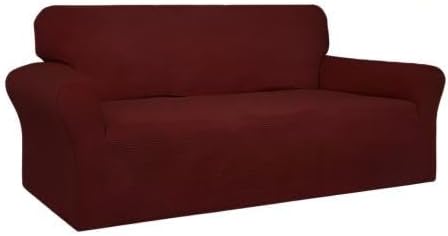 Easy-Going 100% Waterproof Couch Cover, Dual Waterproof Sofa Cover, Stretch Jacquard Sofa Slipcover, Leakproof Furniture Protector for Kids, Pets, Dog and Cat (Oversized Sofa, Wine)