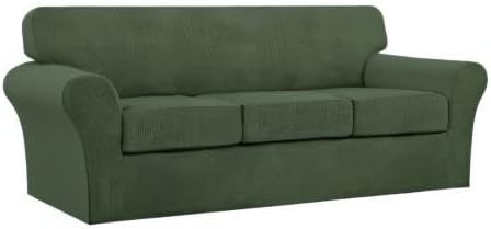 Turquoize 4 Piece Sofa Covers for 3 Cushion Couch Sofa Slipcover Soft Couch Cover for Dogs-Washable Sofa Furniture Covers with 3 Individual Cushion Covers (3 Cushion Sofa, Bronze Green)