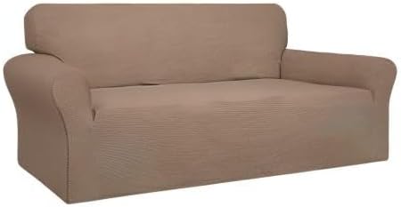 Easy-Going 100% Waterproof Couch Cover, Dual Waterproof Sofa Cover, Stretch Jacquard Sofa Slipcover, Leakproof Furniture Protector for Kids, Pets, Dog and Cat (Oversized Sofa, Camel)