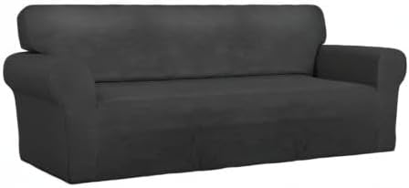 PureFit Super Stretch Sofa Slipcover – Spandex Non Slip Soft Couch Sofa Cover, Washable Furniture Protector with Non Skid Foam and Elastic Bottom for Kids, Pets （Sofa, Dark Gray）