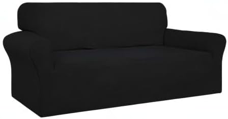 Easy-Going 100% Waterproof Couch Cover, Dual Waterproof Sofa Cover, Stretch Jacquard Sofa Slipcover, Leakproof Furniture Protector for Kids, Pets, Dog and Cat (Oversized Sofa, Black)