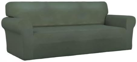 PureFit Super Stretch Sofa Slipcover – Spandex Non Slip Soft Couch Sofa Cover, Washable Furniture Protector with Non Skid Foam and Elastic Bottom for Kids, Pets （Sofa, Grayish Green）