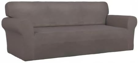 PureFit Super Stretch Sofa Slipcover – Spandex Non Slip Soft Couch Sofa Cover, Washable Furniture Protector with Non Skid Foam and Elastic Bottom for Kids, Pets （Sofa, Taupe）