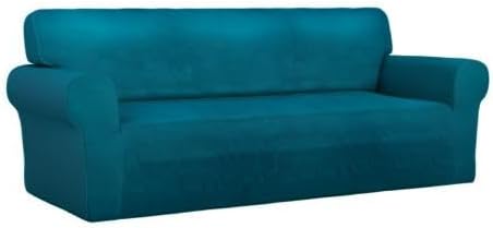 PureFit Super Stretch Oversized Sofa Slipcover – Spandex Non Slip Soft Couch Sofa Cover, Washable Furniture Protector with Non Skid Foam and Elastic Bottom for Kids（Oversized Sofa, Peacock Blue）
