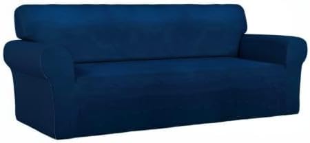 PureFit Super Stretch Sofa Slipcover – Spandex Non Slip Soft Couch Sofa Cover, Washable Furniture Protector with Non Skid Foam and Elastic Bottom for Kids, Pets （Oversized Sofa, Navy）