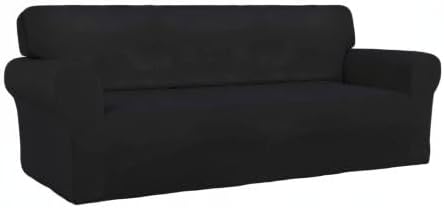 PureFit Super Stretch Sofa Slipcover – Spandex Non Slip Soft Couch Sofa Cover, Washable Furniture Protector with Non Skid Foam and Elastic Bottom for Kids, Pets （Sofa, Black）