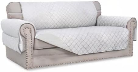 Easy-Going Sofa Slipcover Reversible Loveseat Sofa Cover Couch Cover for 2 Cushion Couch Furniture Protector with Elastic Straps for Pets Kids Dog Cat (Oversized Loveseat, White/White)