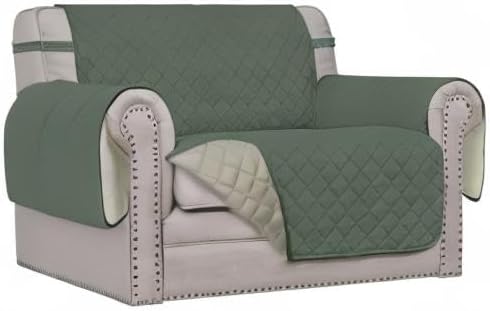 Easy-Going Oversized Chair Sofa Slipcover Reversible Sofa Cover Water Resistant Couch Cover Furniture Protector Cover with Elastic Straps for Pets Dog (Oversized Chair, Greyish Green/Beige)