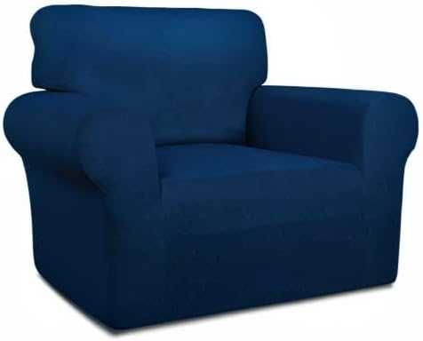 PureFit Super Stretch Chair Sofa Slipcover – Spandex Non Slip Soft Couch Sofa Cover, Washable Furniture Protector with Non Skid Foam and Elastic Bottom for Kids, Pets （Chair, Navy）
