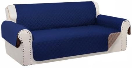 Reversible 4 Seater Sofa Cover 91 Inch Large Couch Cover Furniture Protector(Sofa XX-Large,Navy/Camel)