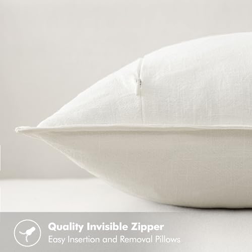 MIULEE Cream Linen Pillow Covers Pack of 4 Decorative Natural Solid Throw Pillow Covers Soft Accent Boho Farmhouse Couch Pillowcases Modern Spring Home Decors for Living Room Bed Sofa 20x20 Inch