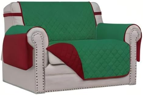 Easy-Going Oversized Chair Sofa Slipcover Reversible Sofa Cover Water Resistant Couch Cover Furniture Protector Cover with Elastic Straps for Pets Dog (Oversized Chair, Green/Christmas Red)