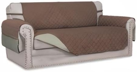 Easy-Going Sofa Slipcover Reversible Loveseat Sofa Cover Couch Cover for 2 Cushion Couch Furniture Protector with Elastic Straps for Pets Kids Dog Cat (Oversized Loveseat, Brown/Beige)