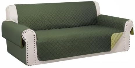 Reversible 4 Seater Sofa Cover 91 Inch Large Couch Cover Furniture Protector(Sofa XX-Large,Huntergreen/Sage)