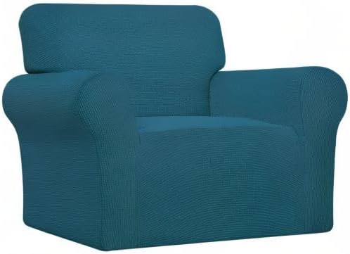 Easy-Going Stretch Oversized Chair Sofa Slipcover 1-Piece Couch Sofa Cover Furniture Protector Soft with Elastic Bottom for Kids Spandex Jacquard Fabric Small Checks Peacock Blue