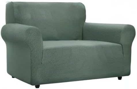 ZNSAYOTX Super Stretch Couch Cover Love Seat Sofa Covers for Living Room Dogs Pet Friendly Furniture Protector Spandex Loveseat Slipcovers with Anti Slip Foam Sticks (Pea Green, Loveseat)