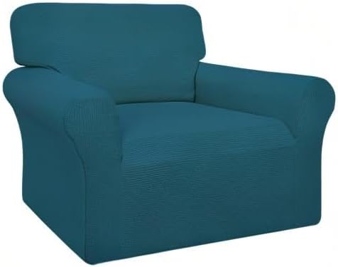 Easy-Going 100% Waterproof Chair Couch Cover, Dual Waterproof Sofa Cover, Stretch Jacquard Sofa Slipcover, Leakproof Furniture Protector for Kids, Pets, Dog and Cat (Chair, Peacock Blue)