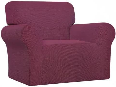 Easy-Going Stretch Oversized Chair Sofa Slipcover 1-Piece Couch Sofa Cover Furniture Protector Soft with Elastic Bottom for Kids Spandex Jacquard Fabric Small Checks ASH Rose