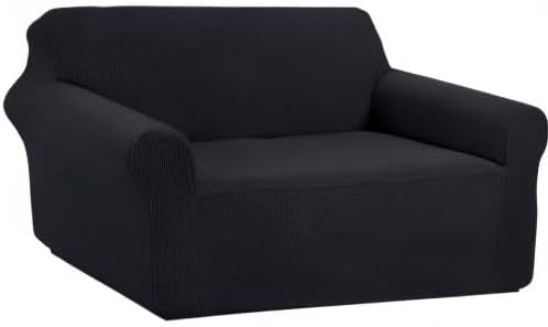 U-NICE HOME Loveseat Cover Stretch Couch Cover Sofa Cover Sofa Slipcover Furniture Protector for 2 Cushion Couch Sofa Pet Friendly(Loveseat, Black)