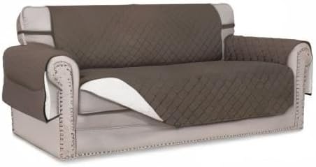 Easy-Going Sofa Slipcover Reversible Loveseat Sofa Cover Couch Cover for 2 Cushion Couch Furniture Protector with Elastic Straps for Pets Kids Dog Cat (Oversized Loveseat, Taupe/Ivory)