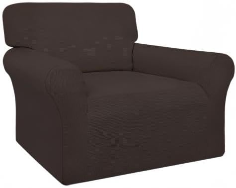 Easy-Going 100% Waterproof Chair Couch Cover, Dual Waterproof Sofa Cover, Stretch Jacquard Sofa Slipcover, Leakproof Furniture Protector for Kids, Pets, Dog and Cat (Chair, Chocolate)