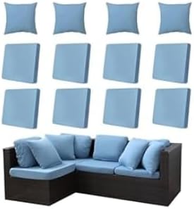 8Pcs Outdoor Cushion Covers, Patio Cushion Covers,Stretch Elastic Slipcovers, Replacement Washable & Reusable Furniture Protector for Patio Couch(Dark Blue Geometric Pattern,8PCS)