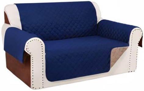 Reversible Loveseat Sofa Covers Couch Cover Furniture Protector(Loveseat,Navy/Camel)