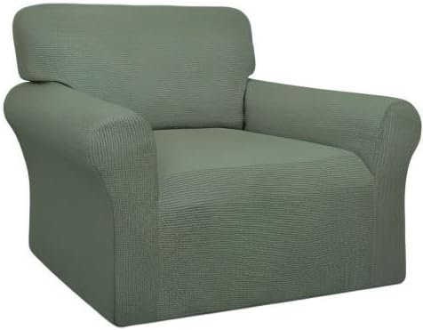 Easy-Going 100% Waterproof Chair Couch Cover, Dual Waterproof Sofa Cover, Stretch Jacquard Sofa Slipcover, Leakproof Furniture Protector for Kids, Pets, Dog and Cat (Chair, Grayish Green)