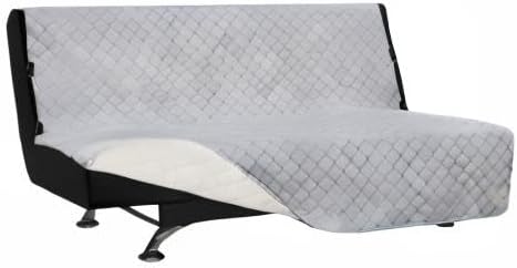 Easy-Going Futon Sofa Slipcover Reversible Sofa Cover Armless Futon Cover Furniture Protector Couch Cover Water Resistant Pets, Kids, Children, Dog, Cat (Futon, Light Gray/Ivory)