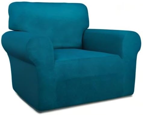 PureFit Super Stretch Chair Sofa Slipcover – Spandex Non Slip Soft Couch Sofa Cover, Washable Furniture Protector with Non Skid Foam and Elastic Bottom for Kids, Pets （Chair, Peacock Blue）
