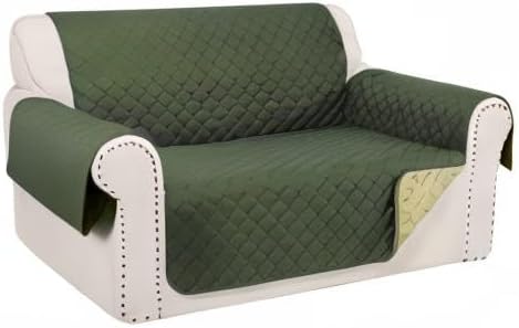 Reversible Loveseat Sofa Covers Couch Cover Furniture Protector(Loveseat Small,Huntergreen/Sage)
