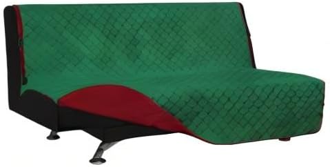 Easy-Going Futon Slipcover - Reversible Sofa Cover, Armless, Water Resistant - Protects Furniture from Pets & Kids (Green/Christmas Red)