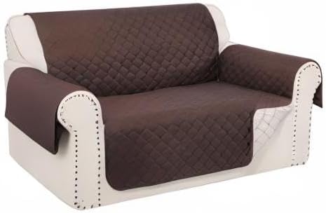 Reversible Loveseat Sofa Covers Couch Cover Furniture Protector(Loveseat Small,Chocolate/Beige)