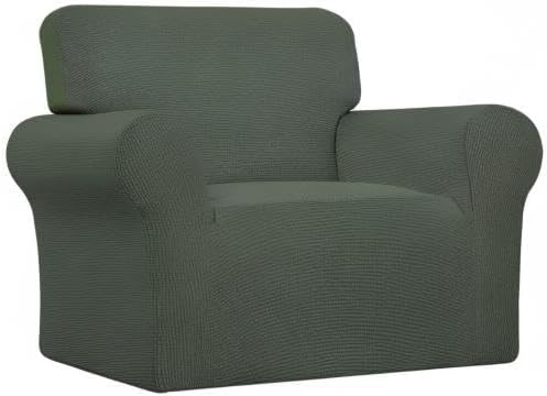 Easy-Going Stretch Oversized Chair Sofa Slipcover 1-Piece Couch Sofa Cover Furniture Protector Soft with Elastic Bottom for Kids Spandex Jacquard Fabric Small Checks Olive Green