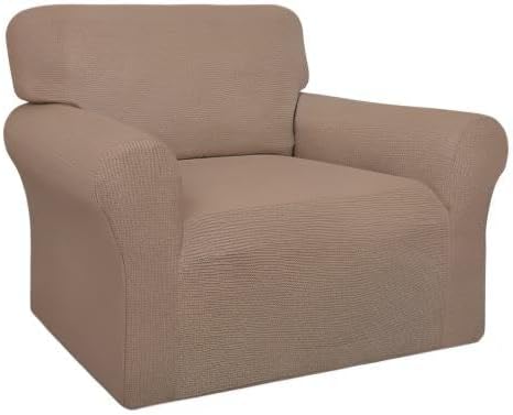 Easy-Going 100% Waterproof Chair Couch Cover,Dual Waterproof Sofa Cover, Stretch Jacquard Sofa Slipcover, Leakproof Furniture Protector for Kids, Pets, Dog and Cat (Chair, Camel)