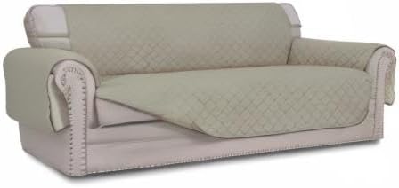 Easy-Going 4 Seater Sofa Slipcover Reversible Sofa Cover Water Resistant Couch Cover with Foam Sticks Elastic Straps Furniture Protector for Pets Children Dog Cat (XX-Large, Beige/Beige)